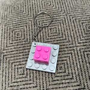 Pink and Gray Block Keychain